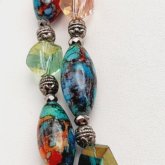 Artisan Multicolored Art Bead Crystal 40 Inch Beaded Necklace, No Clasp - Picture 7 of 15